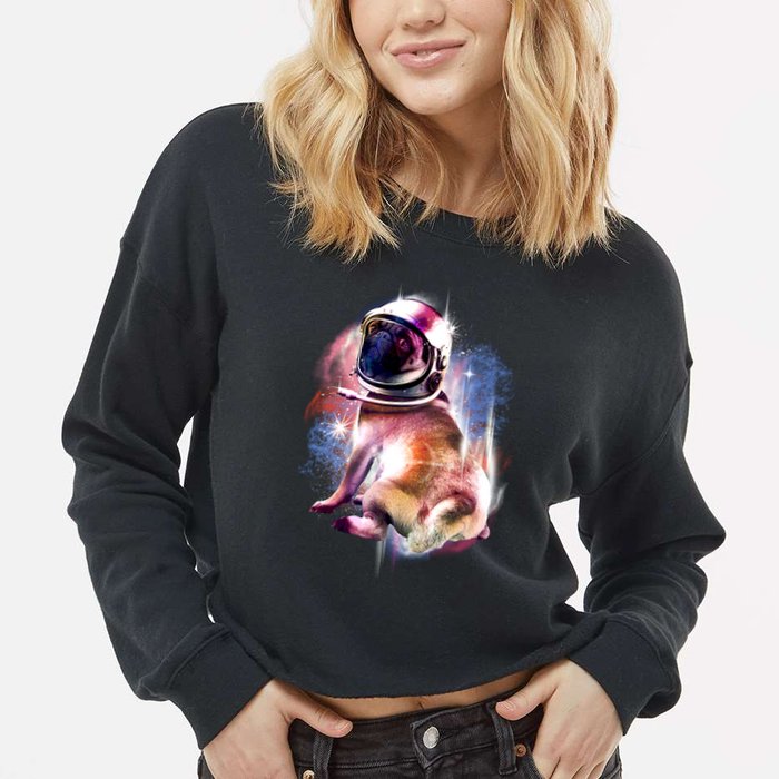 Space Hunger Pug Cropped Pullover Crew