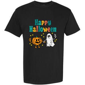 Spooky Halloween Pumpkin Ghost Retro Vibes Garment-Dyed Heavyweight T-Shirt