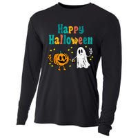 Spooky Halloween Pumpkin Ghost Retro Vibes Cooling Performance Long Sleeve Crew