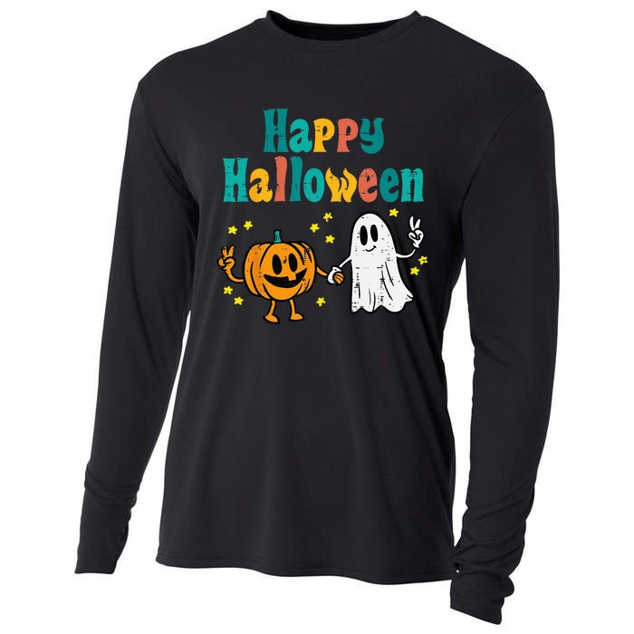 Spooky Halloween Pumpkin Ghost Retro Vibes Cooling Performance Long Sleeve Crew