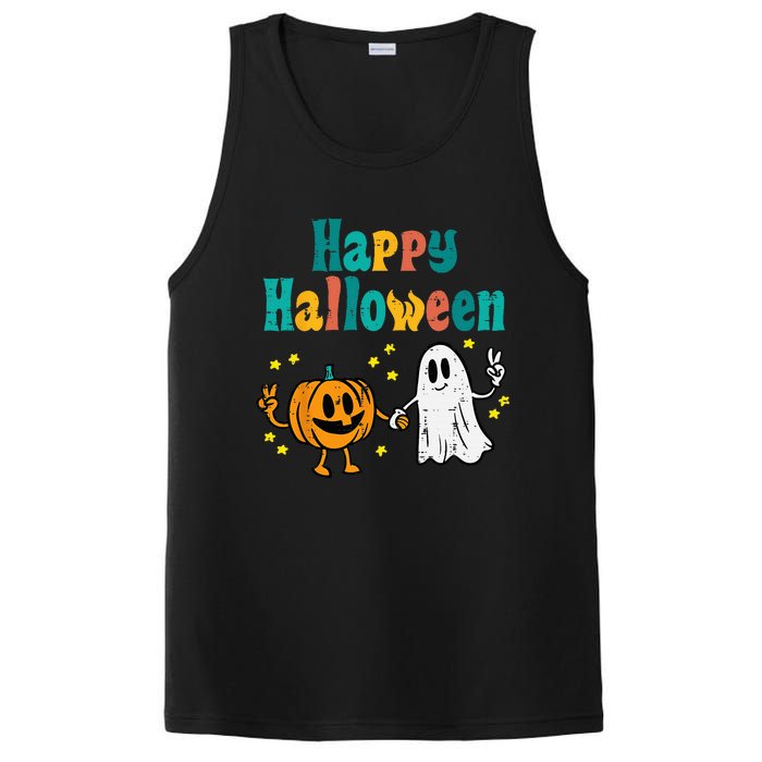 Spooky Halloween Pumpkin Ghost Retro Vibes PosiCharge Competitor Tank