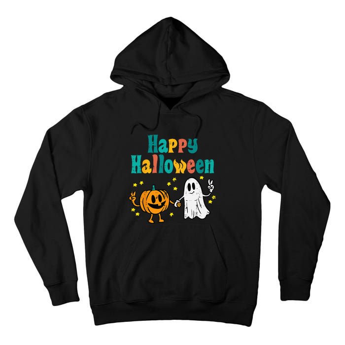 Spooky Halloween Pumpkin Ghost Retro Vibes Tall Hoodie