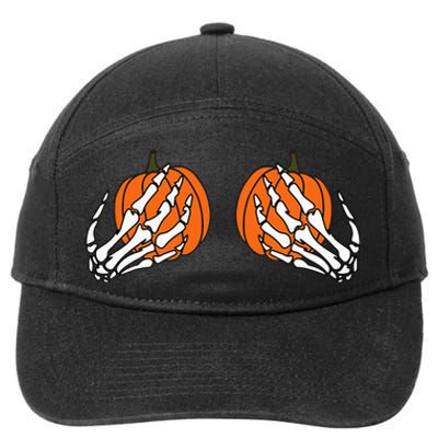 Skeleton Hand Pumpkin Bra Costume Funny Halloween 7-Panel Snapback Hat