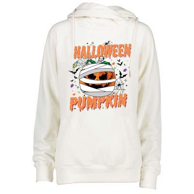 Scary Halloween Pumpkin Vintage Stay Spooky Womens Funnel Neck Pullover Hood