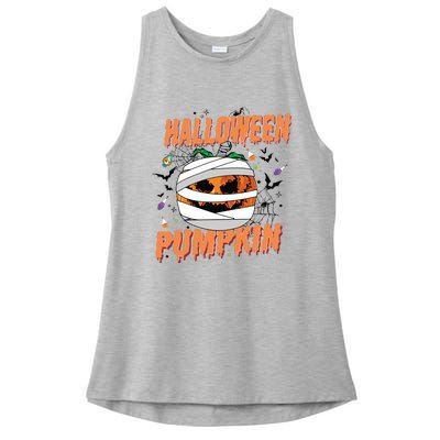 Scary Halloween Pumpkin Vintage Stay Spooky Ladies PosiCharge Tri-Blend Wicking Tank