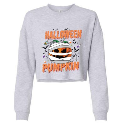 Scary Halloween Pumpkin Vintage Stay Spooky Cropped Pullover Crew