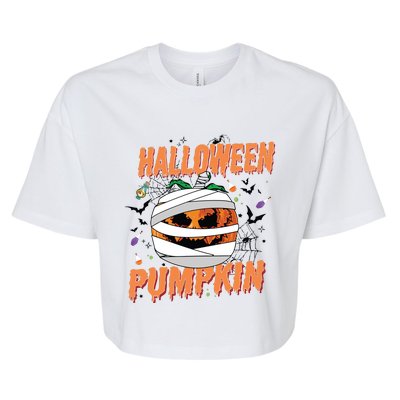 Scary Halloween Pumpkin Vintage Stay Spooky Bella+Canvas Jersey Crop Tee