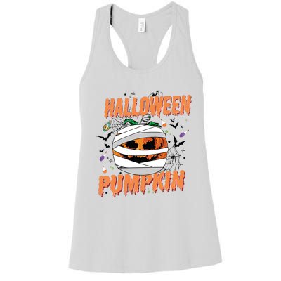 Scary Halloween Pumpkin Vintage Stay Spooky Women's Racerback Tank