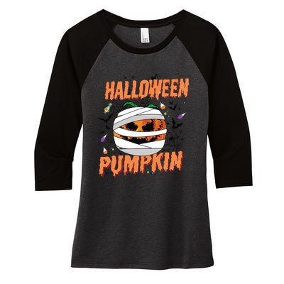 Scary Halloween Pumpkin Vintage Stay Spooky Women's Tri-Blend 3/4-Sleeve Raglan Shirt