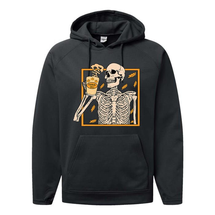 Spooky Halloween Pumpkin Spice Syrup Creamer Performance Fleece Hoodie