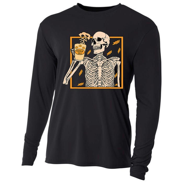 Spooky Halloween Pumpkin Spice Syrup Creamer Cooling Performance Long Sleeve Crew