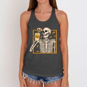 Spooky Halloween Pumpkin Spice Syrup Creamer Women's Knotted Racerback Tank