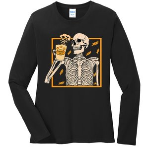 Spooky Halloween Pumpkin Spice Syrup Creamer Ladies Long Sleeve Shirt