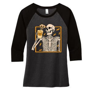 Spooky Halloween Pumpkin Spice Syrup Creamer Women's Tri-Blend 3/4-Sleeve Raglan Shirt