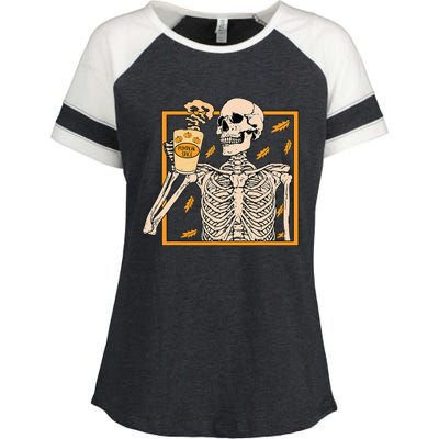 Spooky Halloween Pumpkin Spice Syrup Creamer Enza Ladies Jersey Colorblock Tee