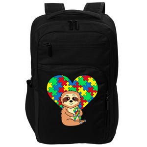 Sloth Heart Puzzle Piece Ribbon Cool Autism Awareness Gift Impact Tech Backpack