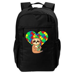 Sloth Heart Puzzle Piece Ribbon Cool Autism Awareness Gift Daily Commute Backpack