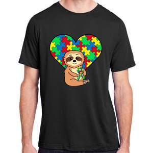 Sloth Heart Puzzle Piece Ribbon Cool Autism Awareness Gift Adult ChromaSoft Performance T-Shirt