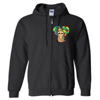 Sloth Heart Puzzle Piece Ribbon Cool Autism Awareness Gift Full Zip Hoodie