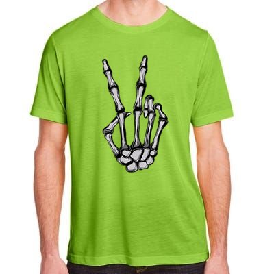 Skeleton Hand Peace Sign Funny Pocket Halloween Peace Lover Gift Adult ChromaSoft Performance T-Shirt