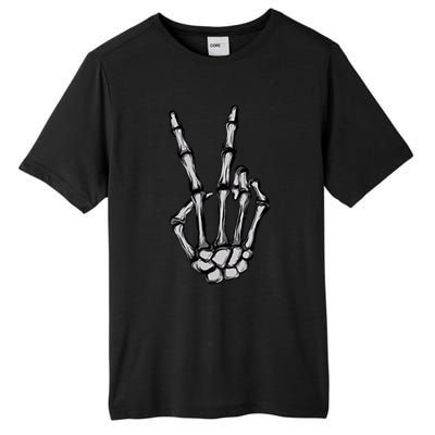 Skeleton Hand Peace Sign Funny Pocket Halloween Peace Lover Gift Tall Fusion ChromaSoft Performance T-Shirt