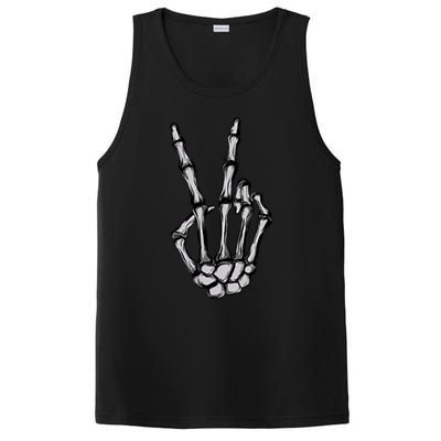 Skeleton Hand Peace Sign Funny Pocket Halloween Peace Lover Gift PosiCharge Competitor Tank