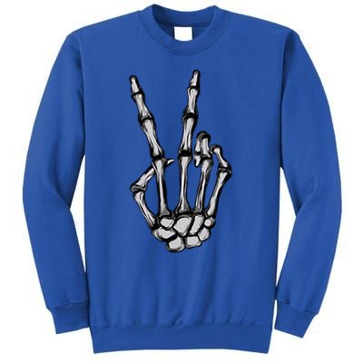 Skeleton Hand Peace Sign Funny Pocket Halloween Peace Lover Gift Sweatshirt