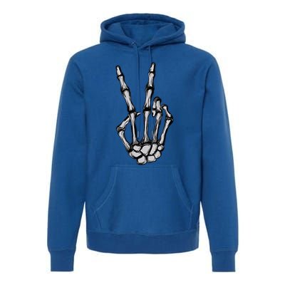 Skeleton Hand Peace Sign Funny Pocket Halloween Peace Lover Gift Premium Hoodie