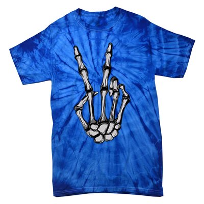 Skeleton Hand Peace Sign Funny Pocket Halloween Peace Lover Gift Tie-Dye T-Shirt