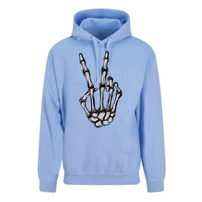 Skeleton Hand Peace Sign Funny Pocket Halloween Peace Lover Gift Unisex Surf Hoodie