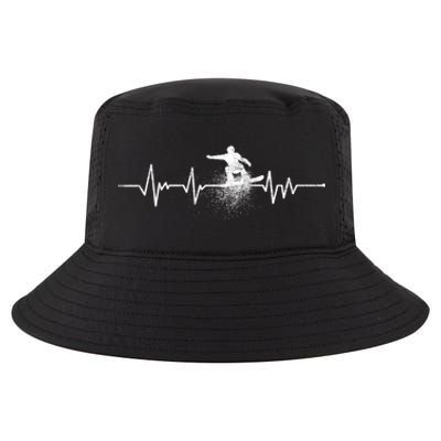 Snowboarding Heartbeat Pulse Distressed For Ski Lovers Cute Gift Cool Comfort Performance Bucket Hat