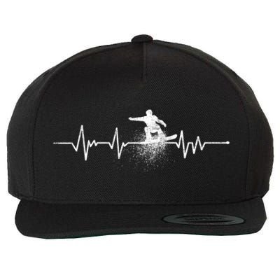 Snowboarding Heartbeat Pulse Distressed For Ski Lovers Cute Gift Wool Snapback Cap