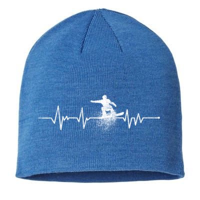 Snowboarding Heartbeat Pulse Distressed For Ski Lovers Cute Gift Sustainable Beanie