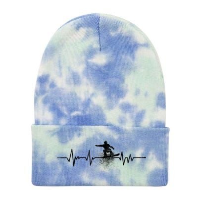 Snowboarding Heartbeat Pulse Distressed For Ski Lovers Cute Gift Tie Dye 12in Knit Beanie