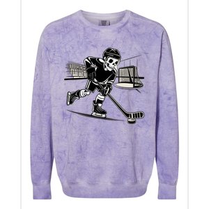 Skeleton Hockey Player In Action Ice Hockey Cute Gift Colorblast Crewneck Sweatshirt