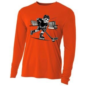 Skeleton Hockey Player In Action Ice Hockey Cute Gift Cooling Performance Long Sleeve Crew