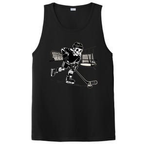 Skeleton Hockey Player In Action Ice Hockey Cute Gift PosiCharge Competitor Tank