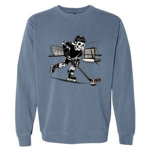 Skeleton Hockey Player In Action Ice Hockey Cute Gift Garment-Dyed Sweatshirt