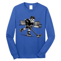 Skeleton Hockey Player In Action Ice Hockey Cute Gift Long Sleeve Shirt