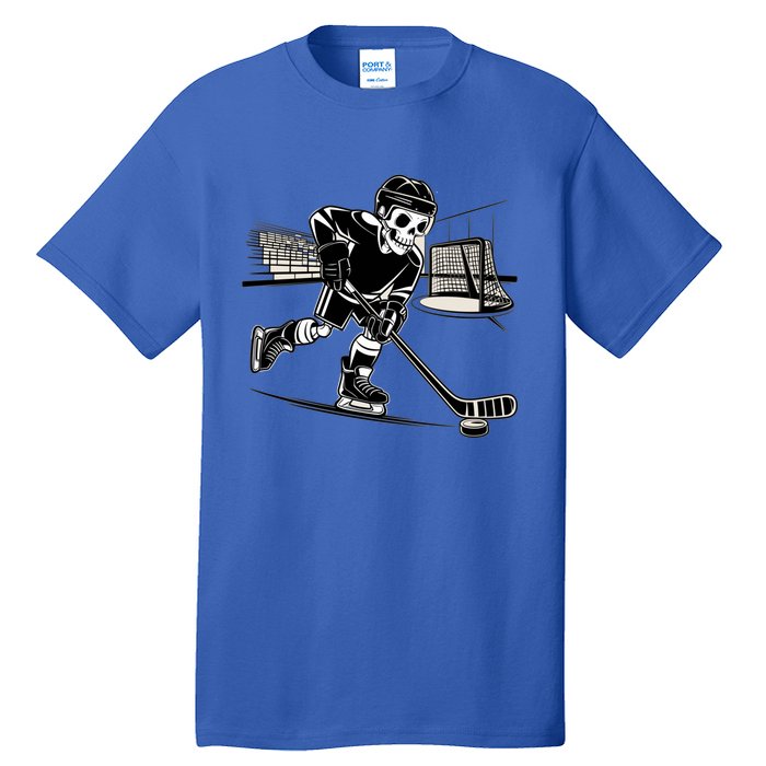 Skeleton Hockey Player In Action Ice Hockey Cute Gift Tall T-Shirt