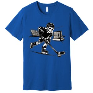 Skeleton Hockey Player In Action Ice Hockey Cute Gift Premium T-Shirt