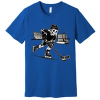 Skeleton Hockey Player In Action Ice Hockey Cute Gift Premium T-Shirt