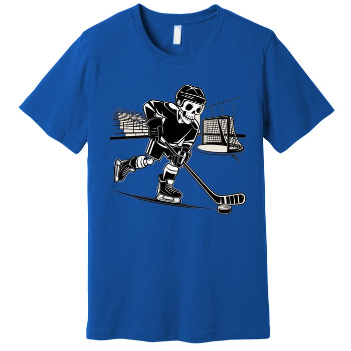 Skeleton Hockey Player In Action Ice Hockey Cute Gift Premium T-Shirt