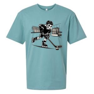 Skeleton Hockey Player In Action Ice Hockey Cute Gift Sueded Cloud Jersey T-Shirt