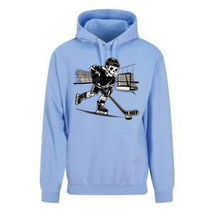 Skeleton Hockey Player In Action Ice Hockey Cute Gift Unisex Surf Hoodie