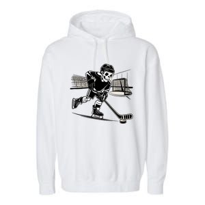 Skeleton Hockey Player In Action Ice Hockey Cute Gift Garment-Dyed Fleece Hoodie