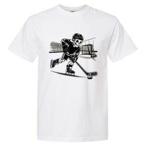 Skeleton Hockey Player In Action Ice Hockey Cute Gift Garment-Dyed Heavyweight T-Shirt