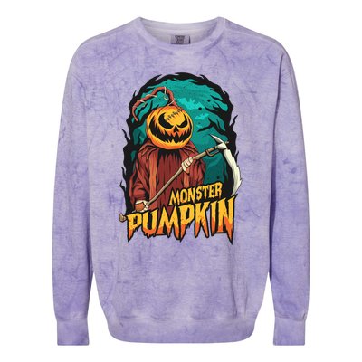 Spooky Halloween Pumpkin Graphic Colorblast Crewneck Sweatshirt