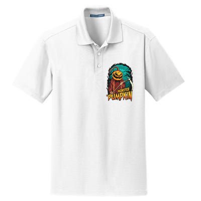 Spooky Halloween Pumpkin Graphic Dry Zone Grid Polo