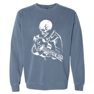 Skeleton Head Playing Acoustic His Guitar Great Garment-Dyed Sweatshirt